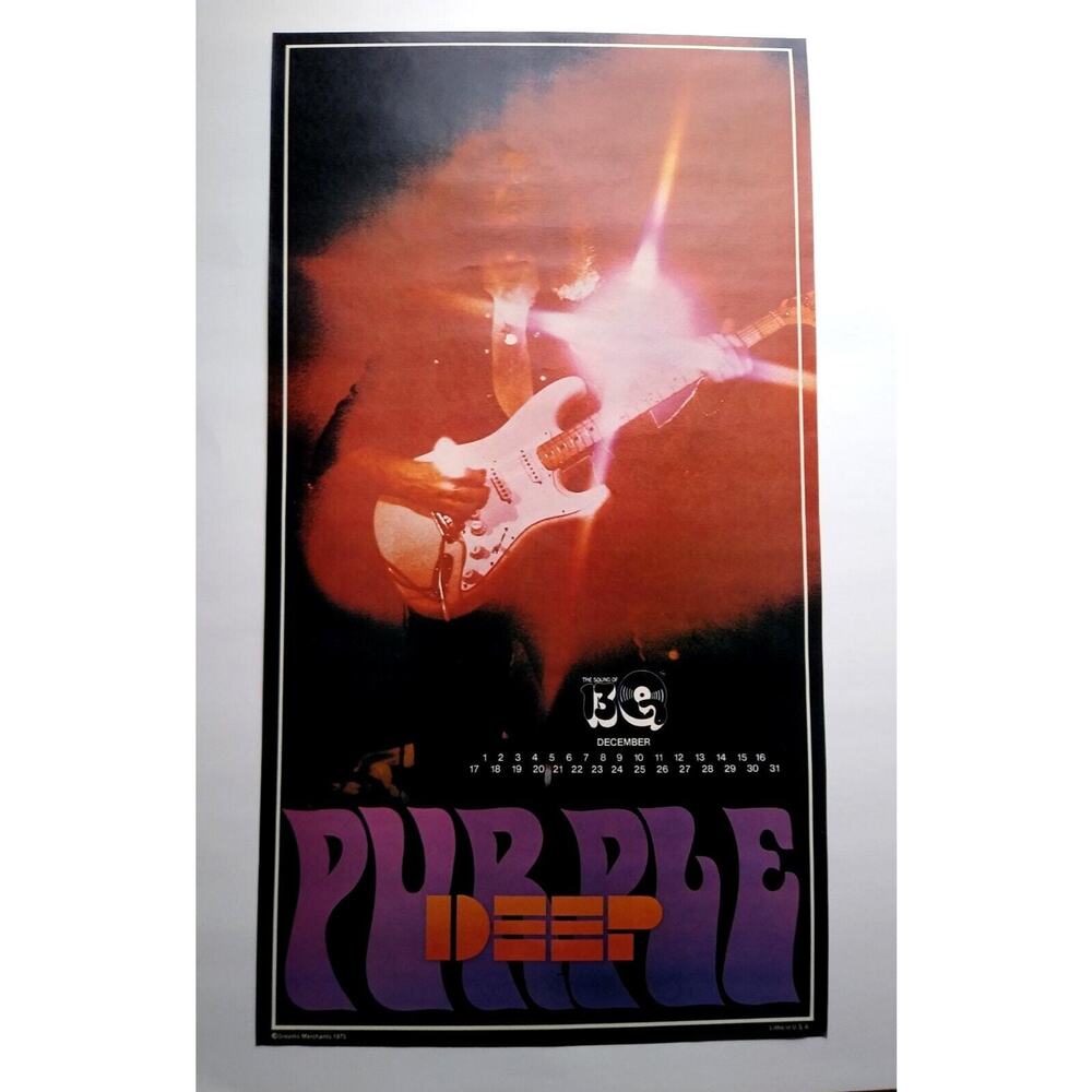 Deep Purple Richie Blackmore Wall Poster 1975 Classic Rock Music UNUSED 22" Orig